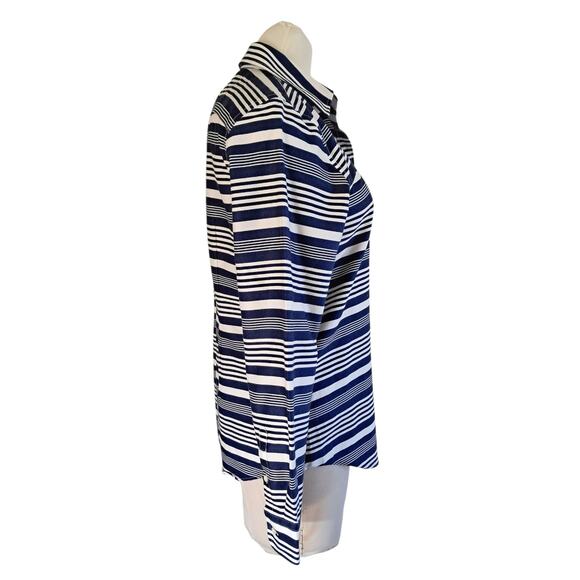 CHAPS Striped Dress Shirt Size M Long Sleeves Button Down Cotton Nautical Top - Picture 3 of 11